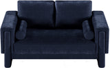 Madeline Navy Chenille Fabric Loveseat 152Navy-L Meridian Furniture