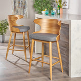 Christopher Knight Home® - Noble House - Kamryn Mid Century Modern Fabric Barstools (Set of 2)