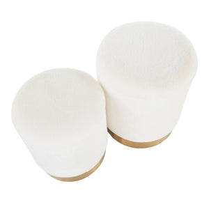 English Elm Contemporary Cream Plush Nesting Ottoman Duo with Glam Gold Metal Base for Living Rooms B202P223732