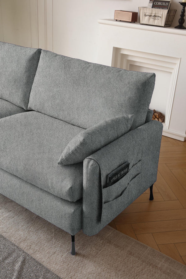 English Elm Deep 3-Seater Cloud Couch 80" Spacious Loveseat with Thick Cushions, Armrest Storage & Toss Pillows Grey W3191P278035