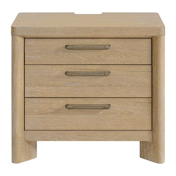 English Elm Wallace & Bay - Tan 3-Drawer Nightstand — Solid Wood Contemporary Sand Dune Finish, Easy-Care Design, 28x17x26" B2709P212301