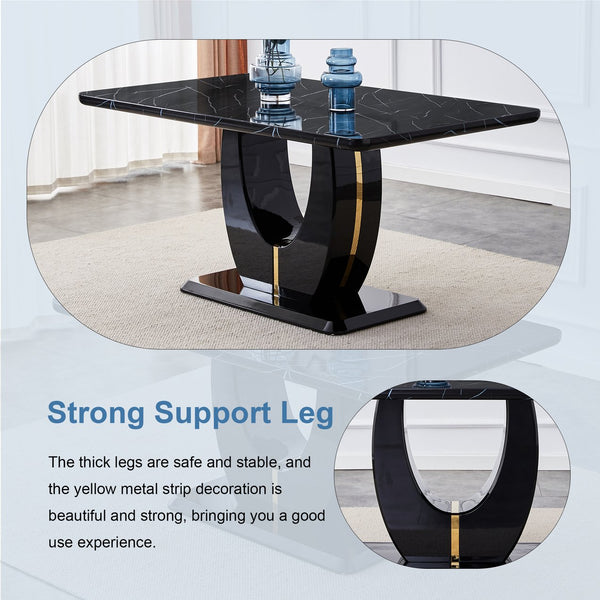 English Elm Modern modern simple luxury rectangular coffee table with sturdy base, easy-clean MDF, versatile use Black W1151S01395