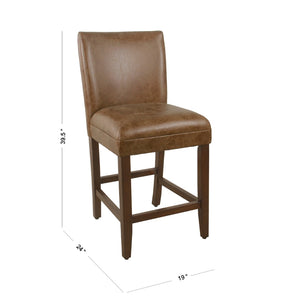 English Elm 24 Inch Counter Stool Faux Leather Cushioned Seat Walnut Wood Legs Kitchen B056P412627