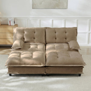 English Elm 77" Chenille Modular Cloud Sofa Plush Deep Seat Sectional with Ottomans for Living Room Light Coffee W714S01693