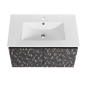 English Elm 30'' Floating Wall-Mounted Bathroom Vanity With Ceramic Sink & Soft-Close Doors For Modern Spaces P3 W999S00211-GIGA