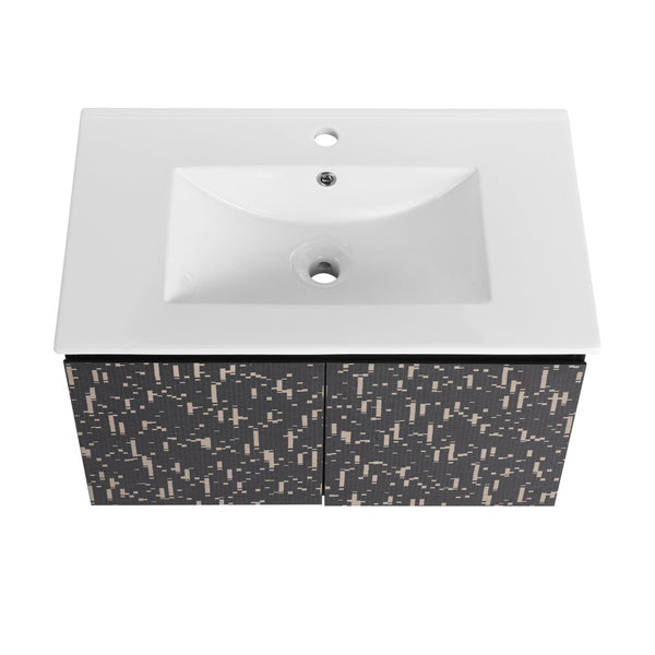 English Elm 30'' Floating Wall-Mounted Bathroom Vanity With Ceramic Sink & Soft-Close Doors For Modern Spaces P3 W999S00211-GIGA