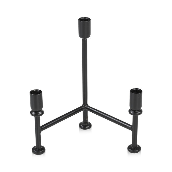 English Elm Cicero Iron Tripod Pillar Candle Holder Art Nouveau Matte Black Sculptural Stand B2769P498419