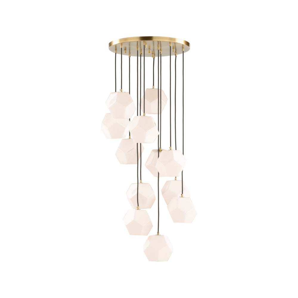 Wildwood Indicus Sculptural Chandelier — Adjustable Multi-Drop Glass Pendant In Antique Brass For Dramatic Foyer Lighting 15303
