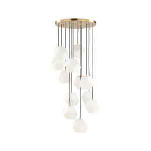 Wildwood Indicus Sculptural Chandelier — Adjustable Multi-Drop Glass Pendant In Antique Brass For Dramatic Foyer Lighting 15303