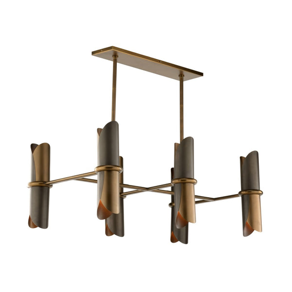 Wildwood Stockman Industrial Brass & Bronze Chandelier — Dual Uplight/Downlight, Adjustable 34"H X 42"W 15305