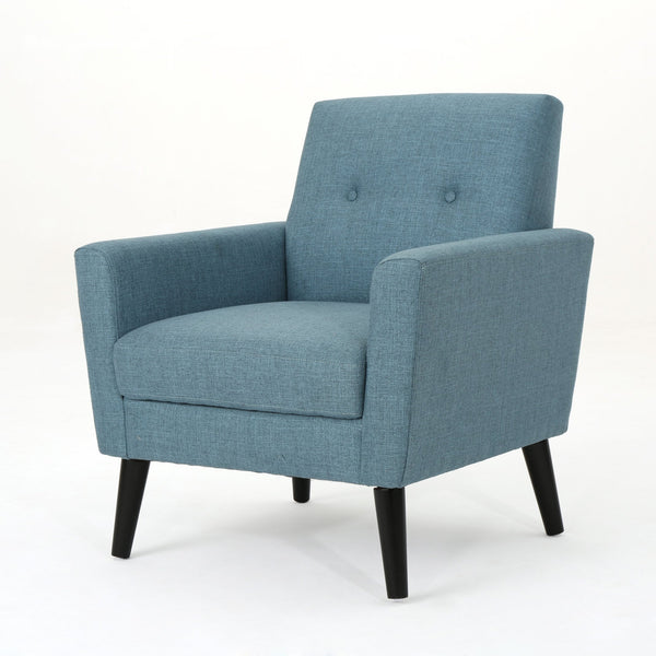 English Elm Christopher Knight Home® - CLUB Vintage-Inspired Fabric Club Chair with Nailhead Trim & Scroll Arms, Birch Legs, Contemporary Comfort Blue 31.5 L x 27.75 W x 18.5 H 60848.00BLU
