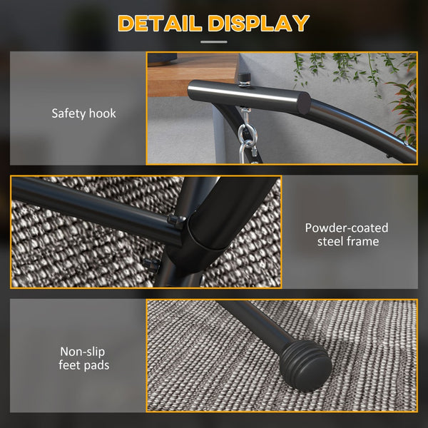 English Elm Outsunny Heavy-Duty C-Shape Hammock Chair Stand For Indoor & Outdoor Use, Easy Assembly, Black W2225P174057-GIGA