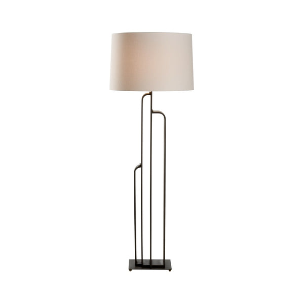 Wildwood Brazing Sculptural Floor Lamp With Rolled Antique Brass & Solid Bronze Joinery, 65" H Statement Light 15310