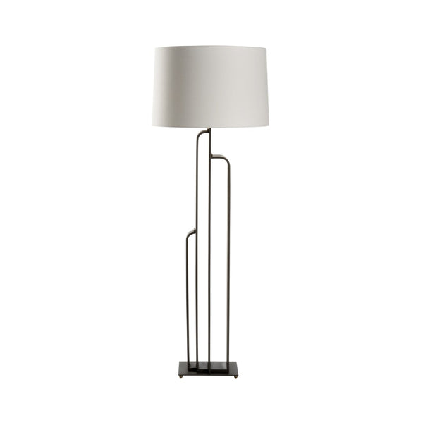 Wildwood Brazing Sculptural Floor Lamp With Rolled Antique Brass & Solid Bronze Joinery, 65" H Statement Light 15310