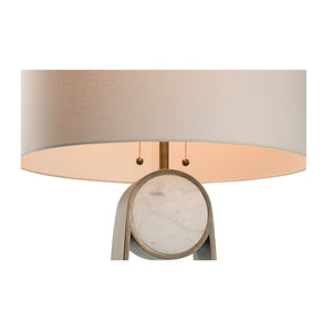 Wildwood Emmons Antique Brass Floor Lamp With Honed Carrera Marble Sphere — Transitional Sculptural Lighting 15311