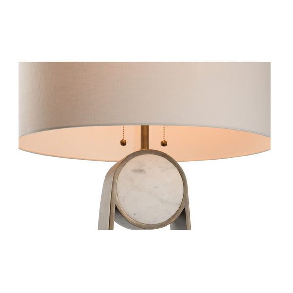 Wildwood Emmons Antique Brass Floor Lamp With Honed Carrera Marble Sphere — Transitional Sculptural Lighting 15311