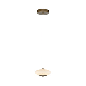 Wildwood Collier Pleated Brass Pendant With Milk-Glass Globe, Adjustable Cord For Dining, Bedroom & Foyer Lighting 15313