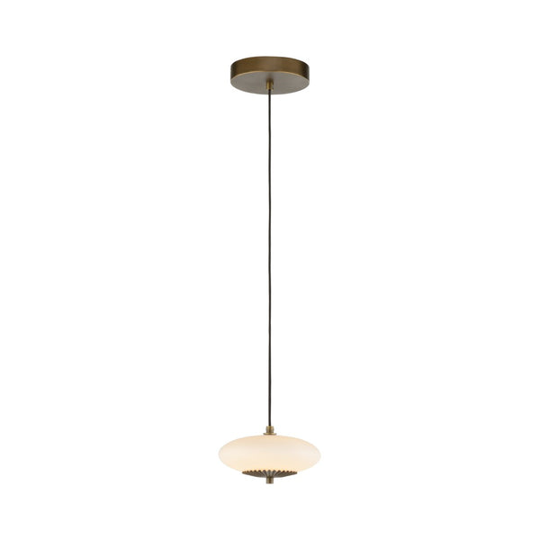 Wildwood Collier Pleated Brass Pendant With Milk-Glass Globe, Adjustable Cord For Dining, Bedroom & Foyer Lighting 15313