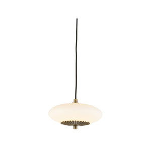 Wildwood Collier Pleated Brass Pendant With Milk-Glass Globe, Adjustable Cord For Dining, Bedroom & Foyer Lighting 15313