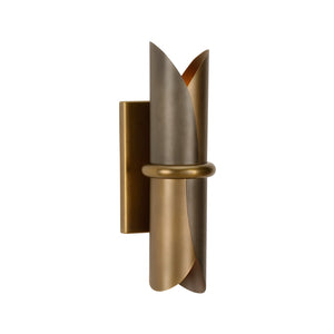 Wildwood Stockman Sculptural Sconce In Antique Brass & Bronze — Dual-Direction Petal Lighting, 17"H Durable 15317