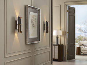 Wildwood Stockman Sculptural Sconce In Antique Brass & Bronze — Dual-Direction Petal Lighting, 17"H Durable 15317