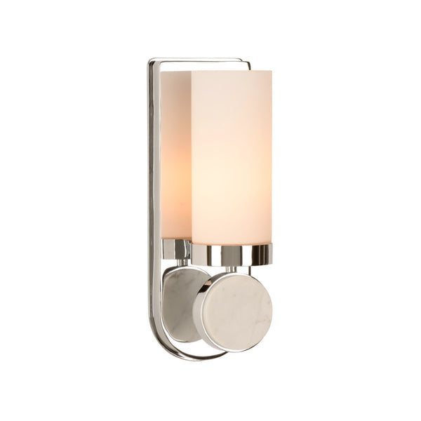 Wildwood Emmons Sconce — Antique Brass Wall Light With Carrara Marble Base And Clear Glass Shade, Damp-Rated Silver 15318