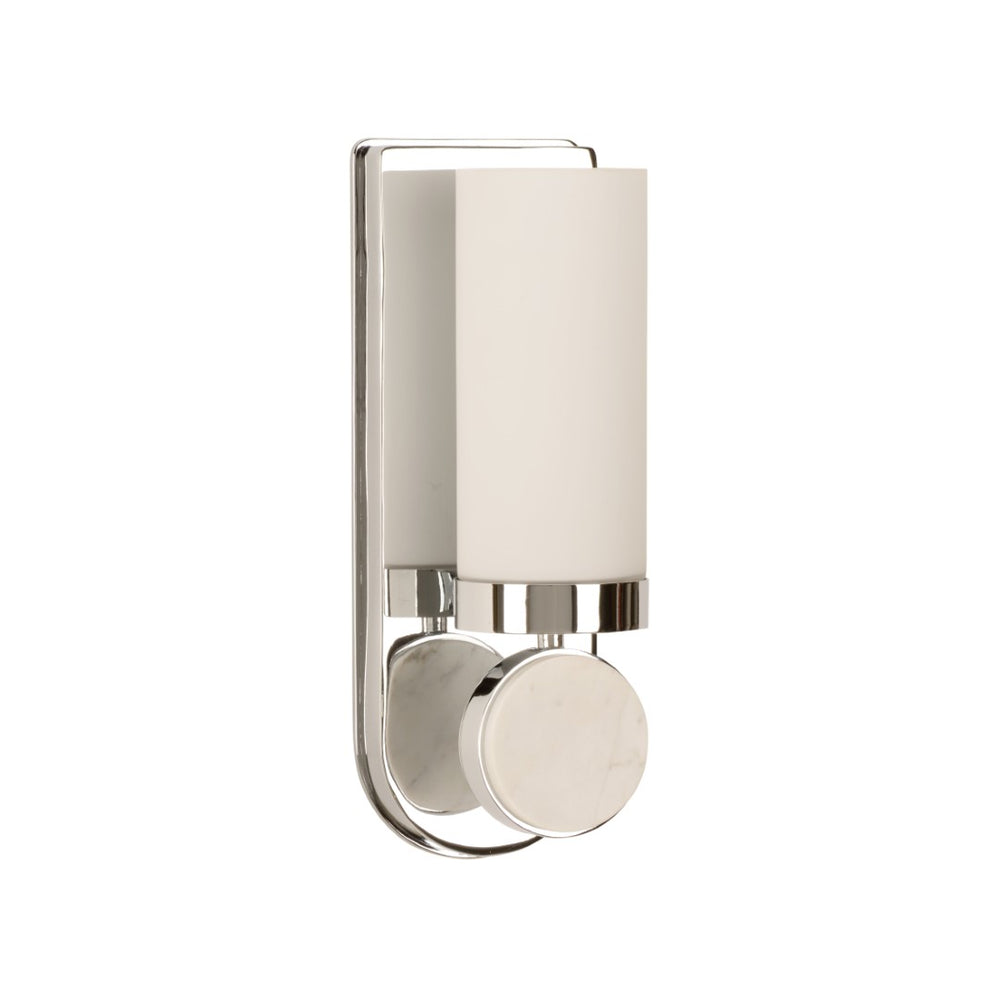 Wildwood Emmons Sconce — Antique Brass Wall Light With Carrara Marble Base And Clear Glass Shade, Damp-Rated Silver 15318