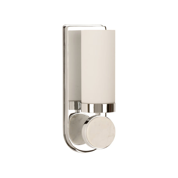 Wildwood Emmons Sconce — Antique Brass Wall Light With Carrara Marble Base And Clear Glass Shade, Damp-Rated Silver 15318