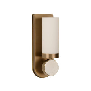 Wildwood Emmons Sconce — Antique Brass Wall Light With Carrara Marble Base And Clear Glass Shade, Damp-Rated Gold 15319