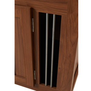 English Elm 30.25"L, 2 in 1 Night Stand & Dog Crate Walnut — Mid-Century Ottoman Bench w/ Storage, 300 lb Capacity, Removable Cushion N843P293628W