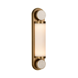 Wildwood Emmons Sconce Featuring Antique Brass, Carrera Marble Spheres And Glass Column For Versatile Accent Lighting Gold 15321