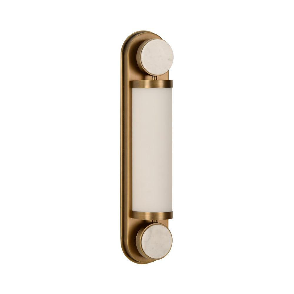 Wildwood Emmons Sconce Featuring Antique Brass, Carrera Marble Spheres And Glass Column For Versatile Accent Lighting Gold 15321