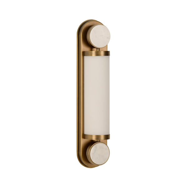 Wildwood Emmons Sconce Featuring Antique Brass, Carrera Marble Spheres And Glass Column For Versatile Accent Lighting Gold 15321