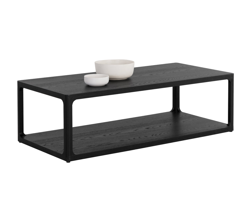 Sunpan Doncaster Coffee Table - Modern Minimalist Design with Solid Oak Frame and Unique Natural Character Black