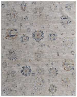 Feizy Rugs Pasha Vibrant Floral Distressed Rug – Soft, Stain-resistant Polyester For Eclectic Home Styling Taupe,Ivory,Blue Polyester Pas39m9fbgeblue70