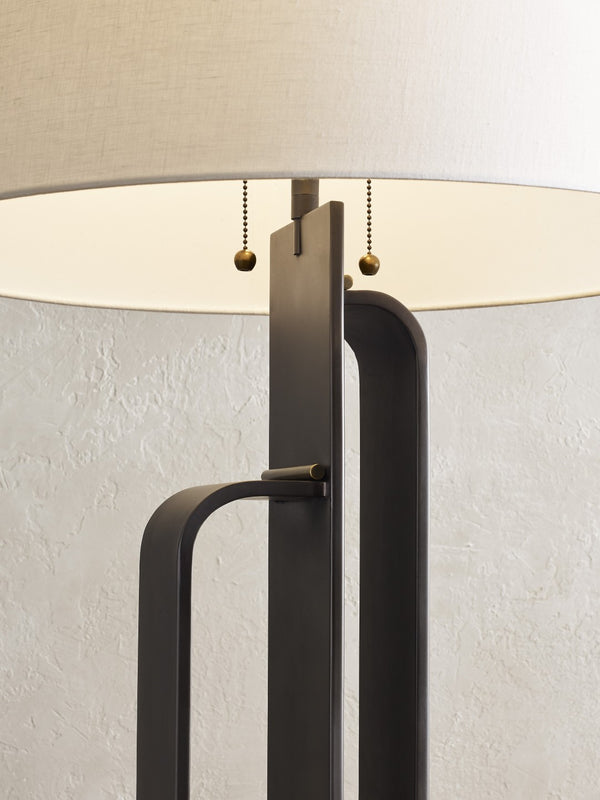 Wildwood Brazing Solid Bronze Table Lamp With Rolled Antique Brass Accents — Modern Rounded Silhouette, Warm Ambient Lighting (28.5" H) 15328