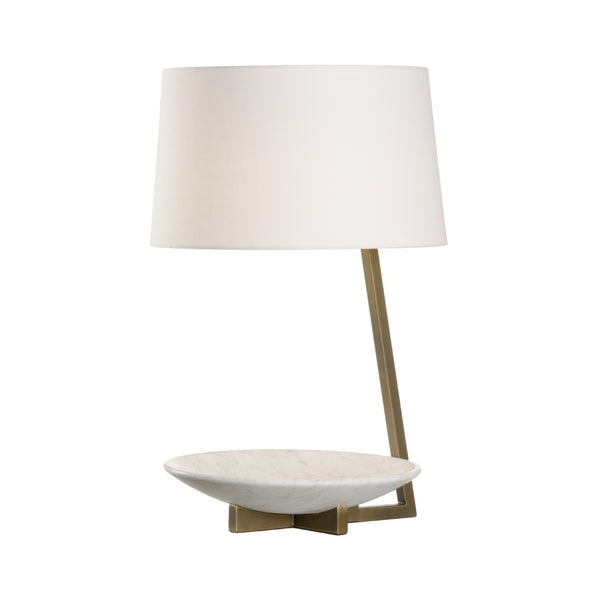 Wildwood Elgin Honed Carrera Marble Table Lamp With Antique Brass Frame — Sculptural Ambient Light For Bedside 15331