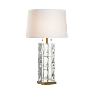 Wildwood Lasater Crystal Table Lamp With Stacked Prismatic Cubes And Antique Brass Accents — 30" Elegant Illumination 15332