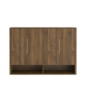 English Elm Shoe Cabinet with Four Doors Adjustable Shelves Entryway Organizer Modern Storage Unit W1321S00041