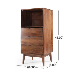 English Elm Christopher Knight Home® - CHEST Mango Wood 3-Drawer Light Oak Mid-Century Modern Nightstand with Display Cubby, 20x41" 69425.00