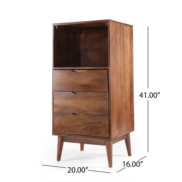 English Elm Christopher Knight Home® - CHEST Mango Wood 3-Drawer Light Oak Mid-Century Modern Nightstand with Display Cubby, 20x41" 69425.00