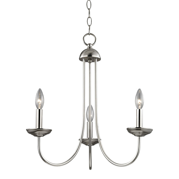 Thomas Lighting Montgomery 3 Light Candelabra Chandelier Brushed Nickel Transitional Ceiling Fixture 1533CH/20
