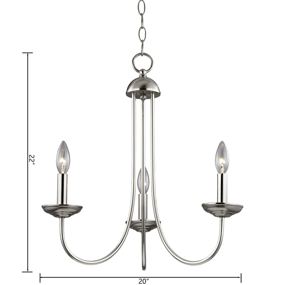 Thomas Lighting Montgomery 3 Light Candelabra Chandelier Brushed Nickel Transitional Ceiling Fixture 1533CH/20