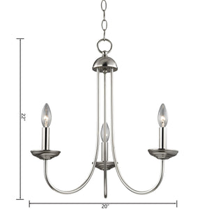 Thomas Lighting Montgomery 3 Light Candelabra Chandelier Brushed Nickel Transitional Ceiling Fixture 1533CH/20
