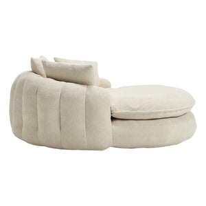 English Elm Oversized Memory Foam Chenille Bean Bag Sofa with Ergonomic Back Support, 3 Large & 2 Small Pillows Beige W395P359408