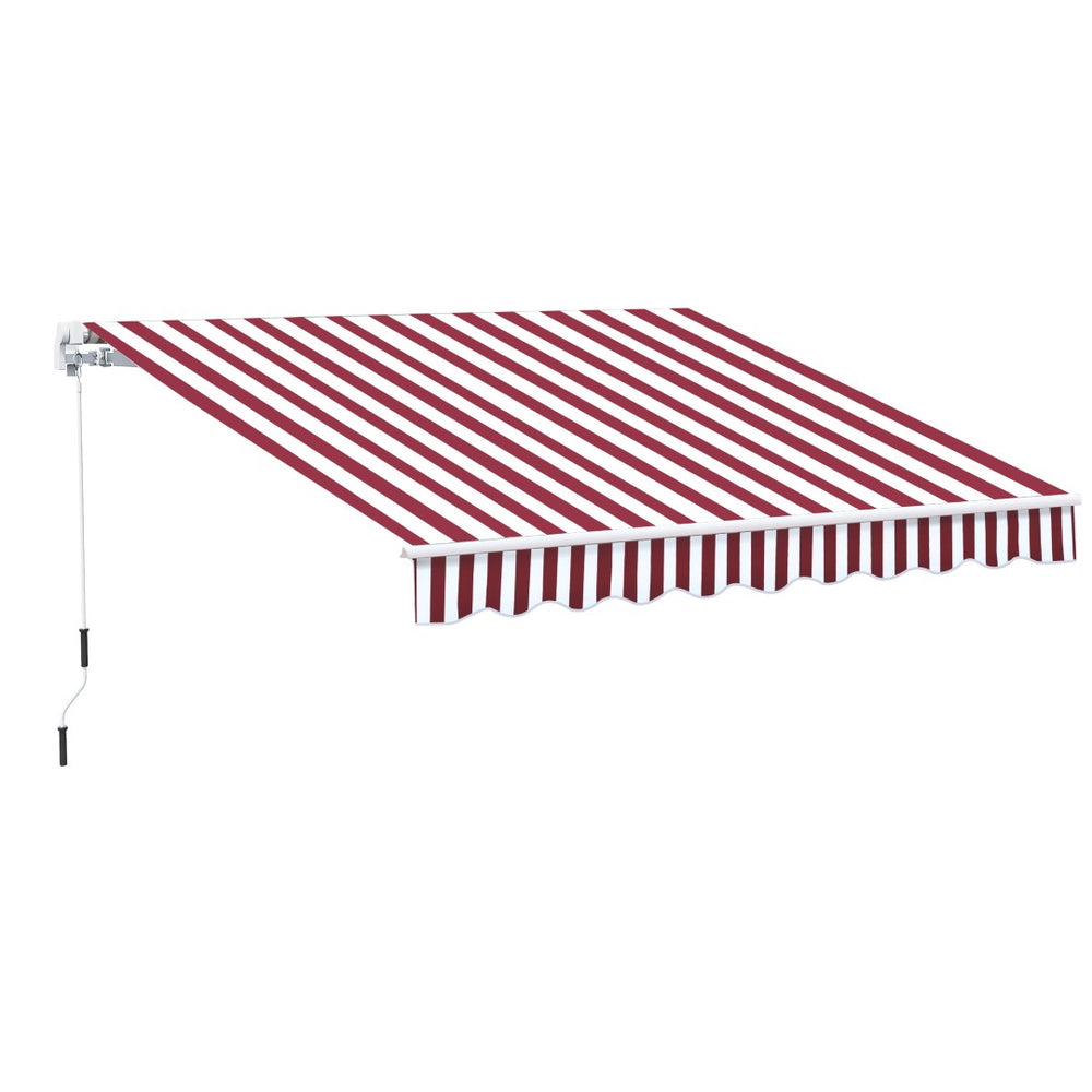 English Elm Outsunny 10' X 8' Retractable Awning - Stylish Wine Red Stripes, Uv Protection, Easy Manual Crank System W2225P174237-GIGA