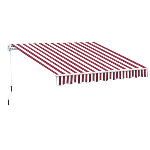 English Elm Outsunny 10' X 8' Retractable Awning - Stylish Wine Red Stripes, Uv Protection, Easy Manual Crank System W2225P174237-GIGA