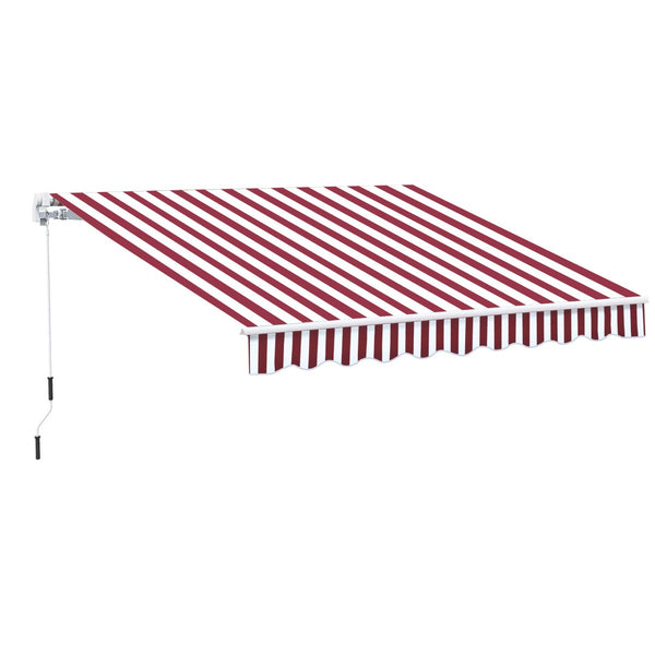 English Elm Outsunny 10' X 8' Retractable Awning - Stylish Wine Red Stripes, Uv Protection, Easy Manual Crank System W2225P174237-GIGA