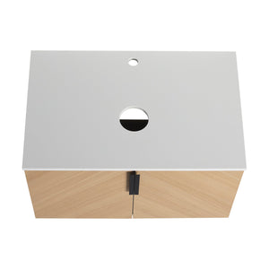 English Elm 30" Contemporary Bathroom Vanity With Art Sink, Wall-Mounted Design & Durable Plywood Construction W999S00446