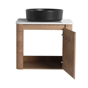 English Elm 24'' Wall-Mounted Bathroom Vanity With Ceramic Sink, Soft-Close Door & Space-Saving Design For Elegance W999S00393